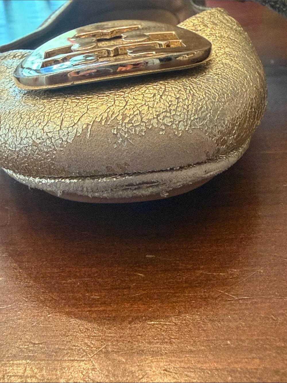 Tory Burch Metallic Gold Logo Ballet Flats